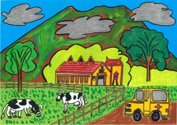 「岩手県雫石町の小岩井農場の風景」