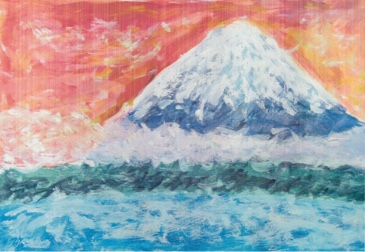 「湖水に映る富士山」