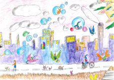 夕暮れの工場地帯