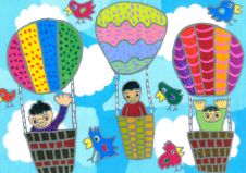 カラフルな気球にのって