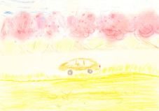 桜並木と菜の花畑