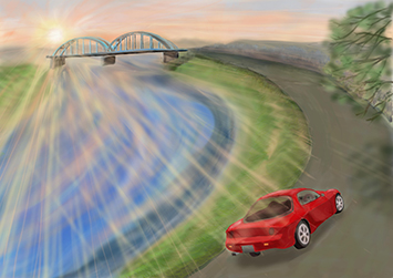 「多摩川と二子橋」