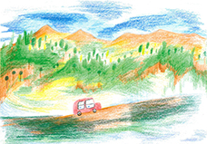 車でふるさとへ帰る道