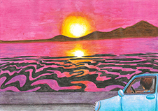 御輿来海岸の夕日