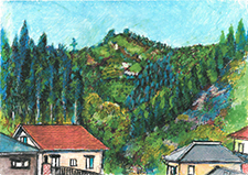 桃や柿やいかんのなる山