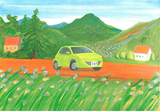 丹波富士を背に